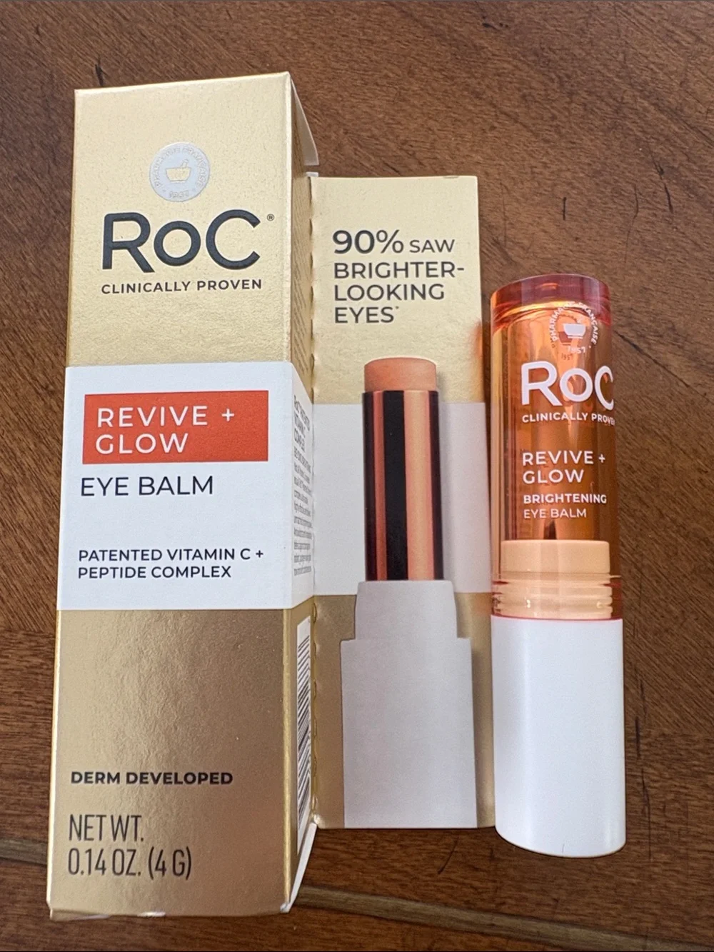 RoC Revive + Glow Brightening Eye Balm Vitamin C Peptide Complex 4g New
